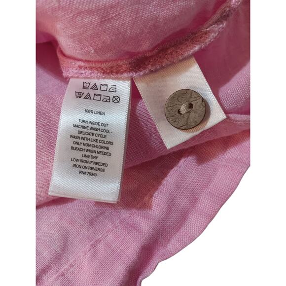 CYNTHIA ROWLEY 100%‎ Linen Top Blouse M Lightweight Pink Summer Layering Natural - Picture 7 of 10